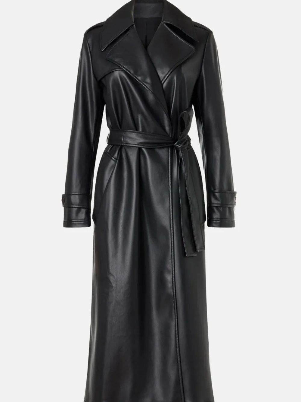 Derek Lam Black Faux Leather Trench Coat